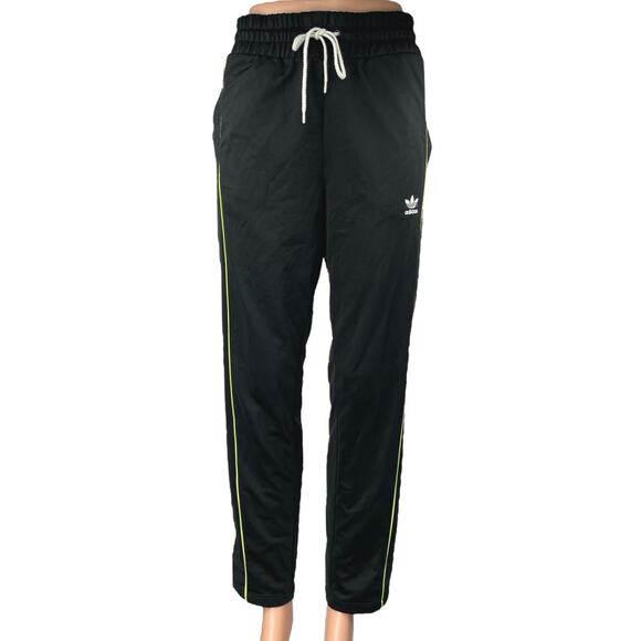 Adidas Women's Black High Rise Drawstring Straight Leg Trousers Sweatpants Sz M - Picture 1 of 5